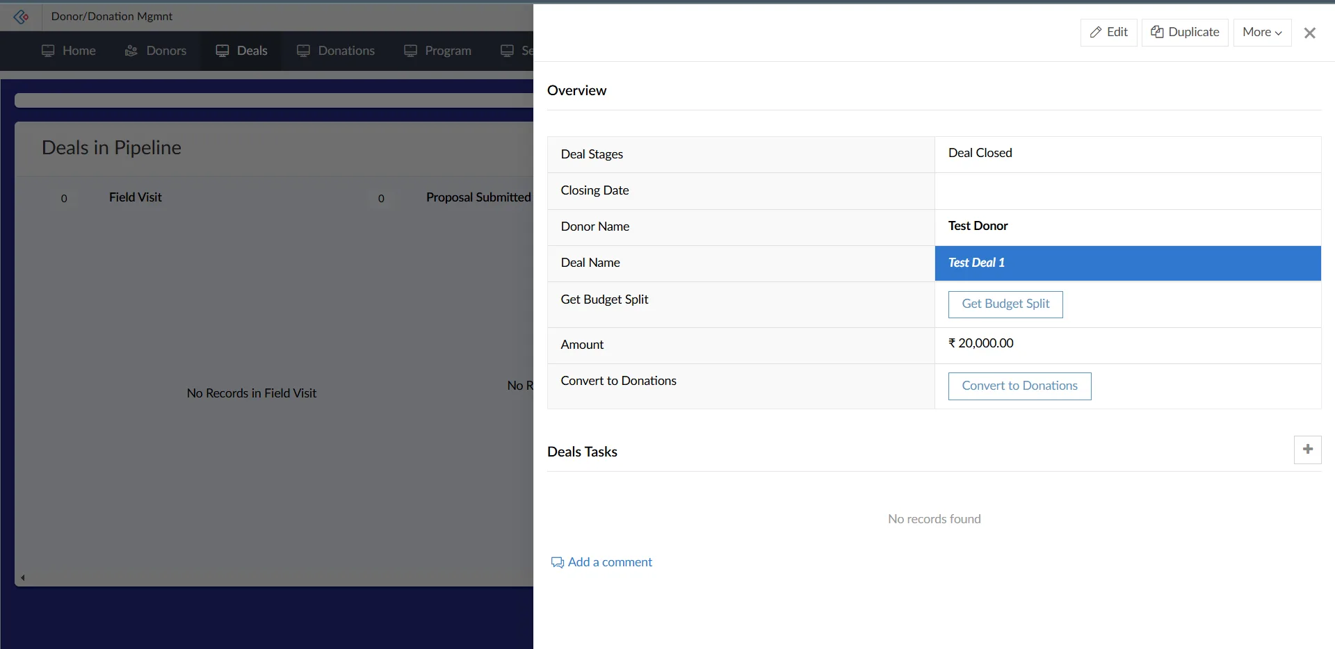 Deal to Donation Conversion
