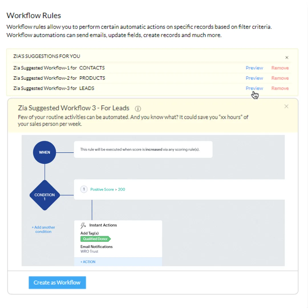 Zia Finds Patterns and Suggests Workflows