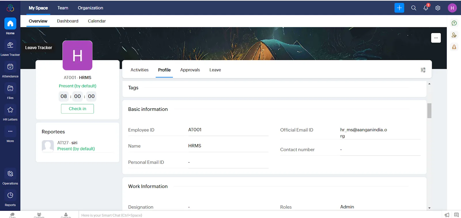 Employee profile view