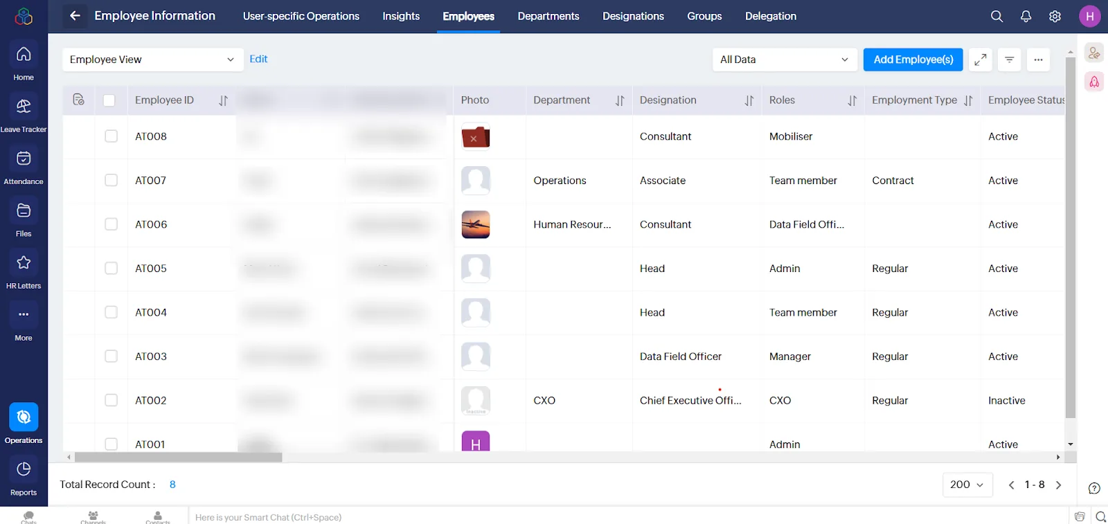 Employee information module